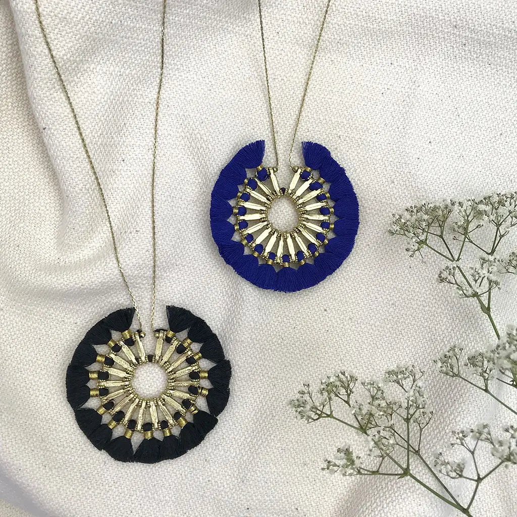 Tassel Halo Necklace - USMJ0338 DC-SLATE + SALT