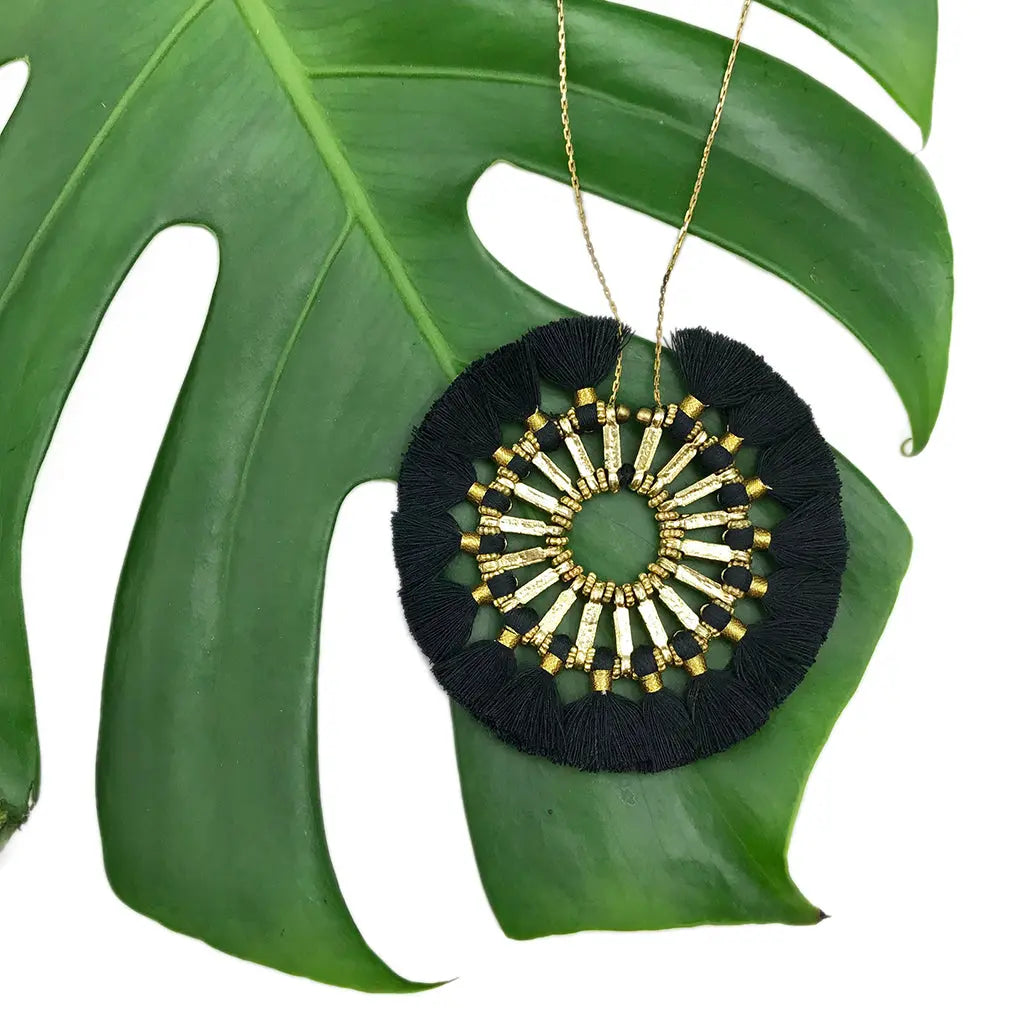 Tassel Halo Necklace - USMJ0338 DC-SLATE + SALT
