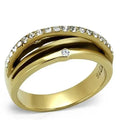 IP Gold (Ion Plating) Stainless Steel Ring with Top Grade - USMJ074 Turquoise Tiger