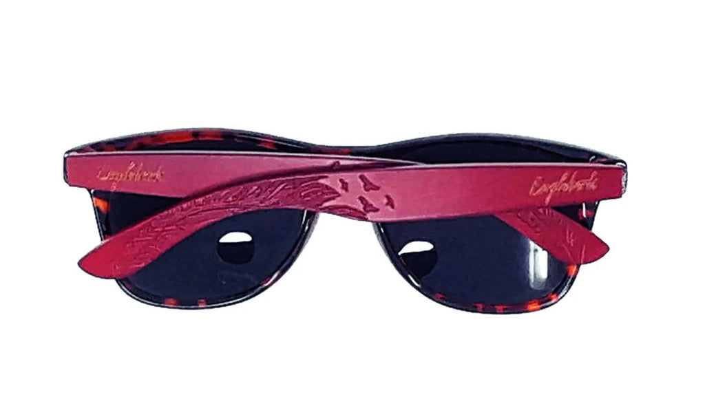 Red Bamboo Tortoise Framed Sunglasses, Artisan Engraved - USMMA-0111 Purple Ariadne