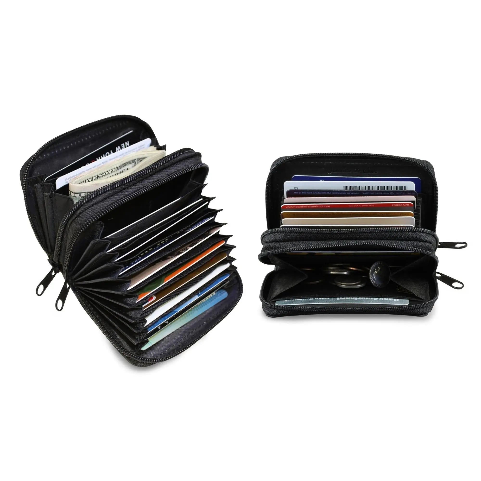 RFID Genuine Leather Credit Card Wallet for Women w/ ID Display Window - USMW065 Cerulean Grapevine