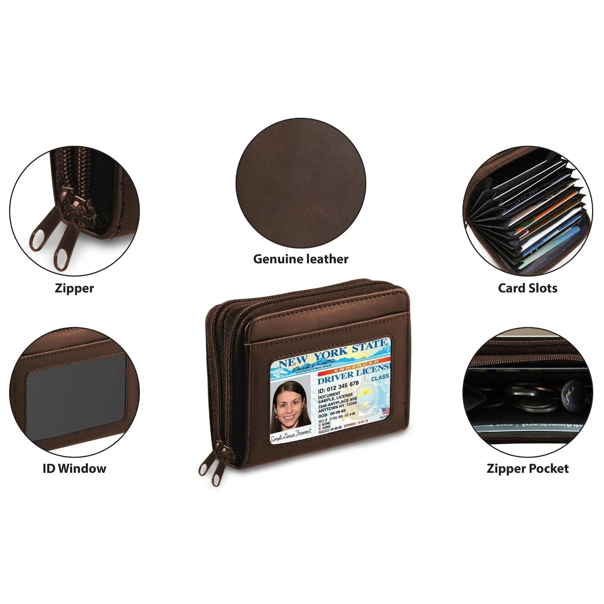 RFID Genuine Leather Credit Card Wallet for Women w/ ID Display Window - USMW065 Cerulean Grapevine