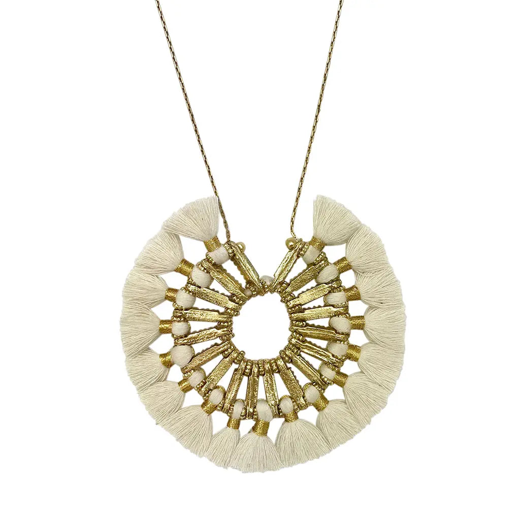 Tassel Halo Necklace - USMJ0338 DC-SLATE + SALT